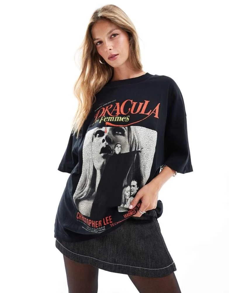 ASOS ASOS DESIGN oversized t-shirt with dracula license graphic in black 1