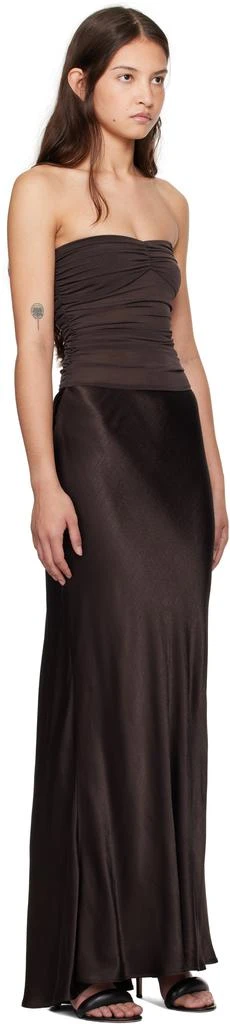 strapless brown dresses Elegant Brown Strapless Sleeveless A-Line Prom Dresses Gem Long With Pleats