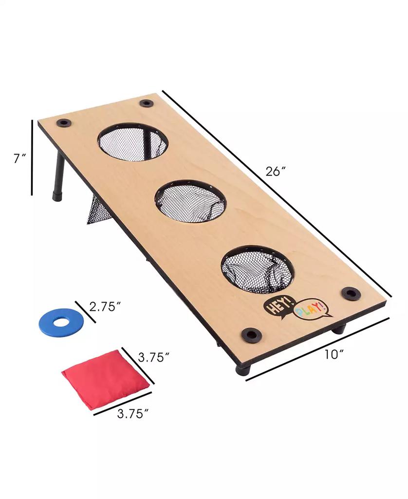 Trademark Global Hey Play 2-In-1 Washer Pitch And Beanbag Toss Set - Indoor Or Outdoor Wooden Classic Team Backyard And Tailgate Party Games For Kids And Adults