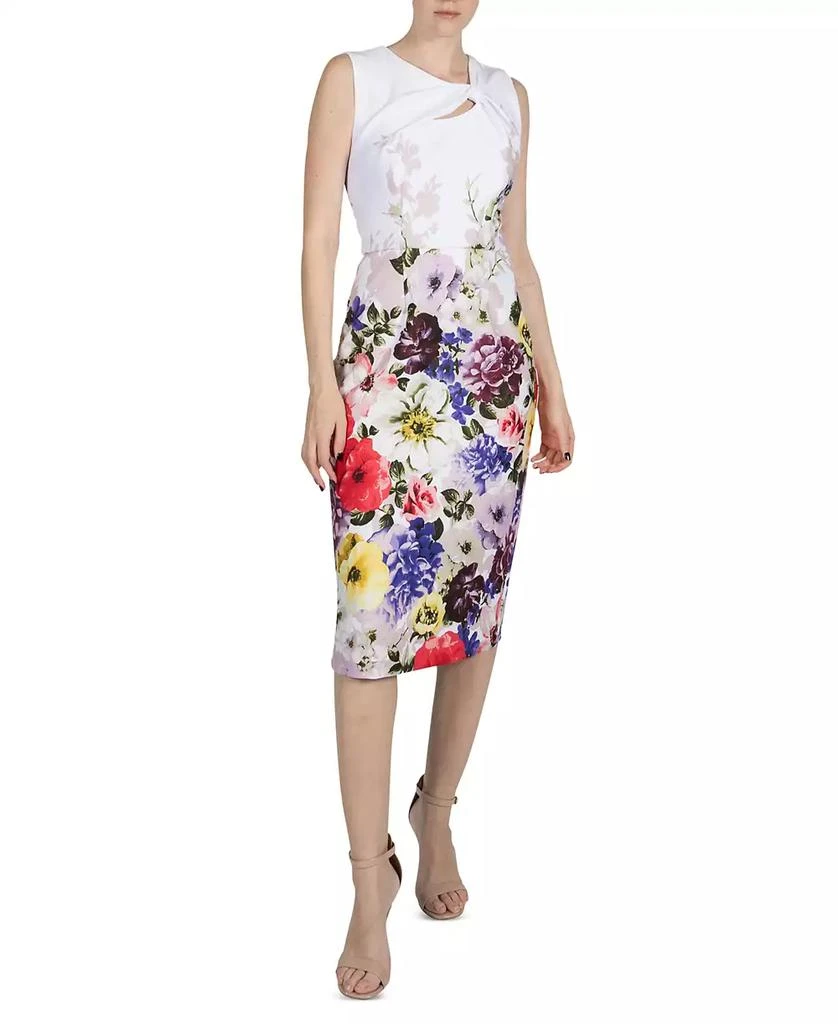 Donna Ricco Women's Asymmetric Twist-Neck Sleeveless Dress 1