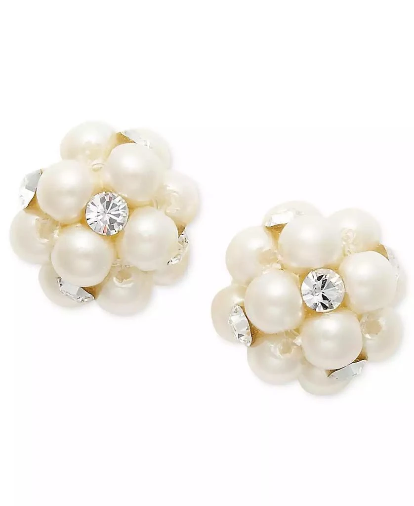 Charter Club Imitation Pearl and Crystal Cluster Earrings, Created for Macy's 1