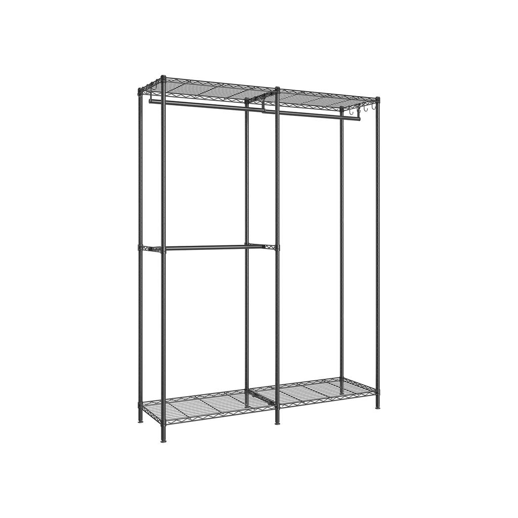 BreeBe 47.2" Wide Clothing Rack with Adjustable Shelves and Hanging Rails Ink Black