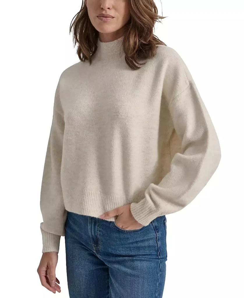 DKNY Women's Petite Mock Neck Boxy Cropped Sweater 1
