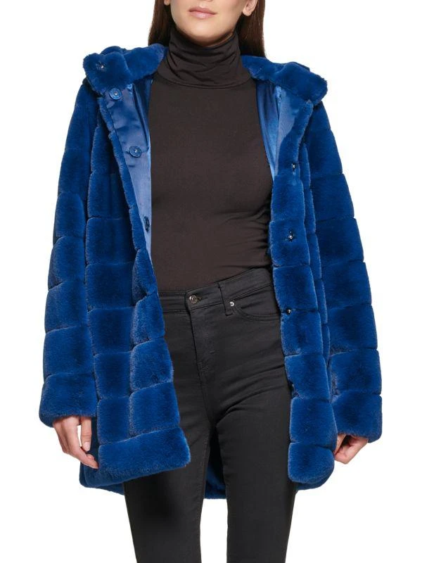 Kenneth Cole Channel Quilted Faux Fur Coat 1