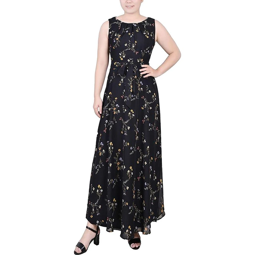 NY Collection Petites Womens Chiffon Floral Maxi Dress 8