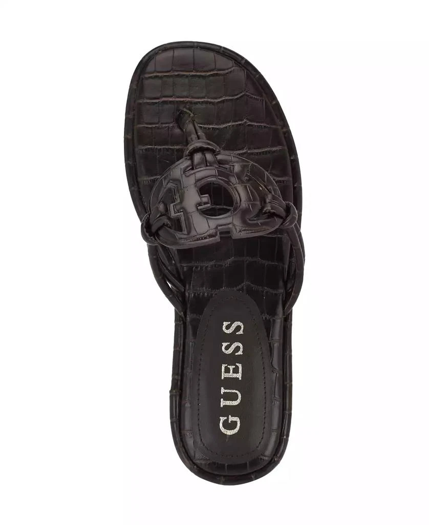 GUESS Women's Saime Embellished G Cutout Flat Thong Sandals 4