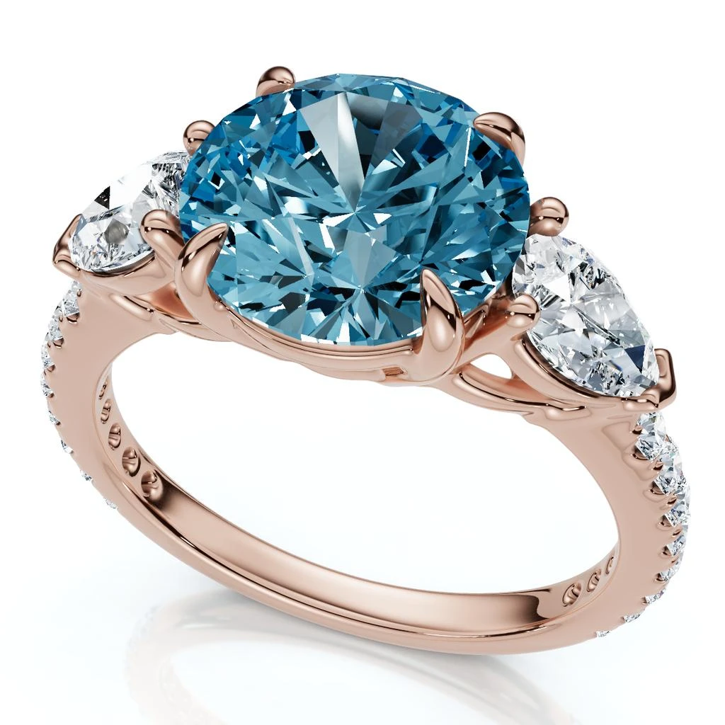 Pompeii3 Certified 3 1/2Ct Fancy Blue Lab Grown Accent Diamond Engagement Ring 14k Gold 3