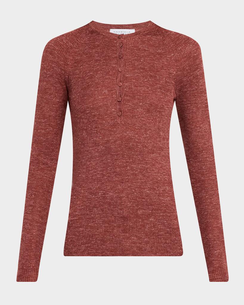 Gabriela Hearst Anges Cashmere Rib Henley Sweater