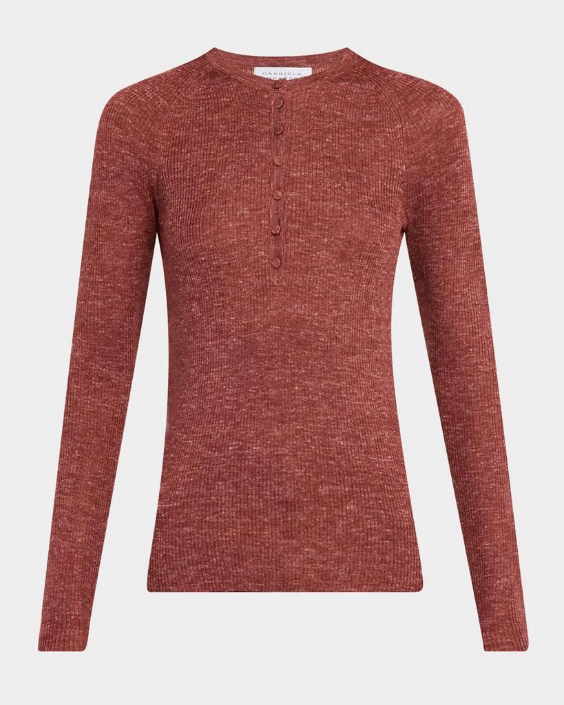 Gabriela Hearst Anges Cashmere Rib Henley Sweater 1