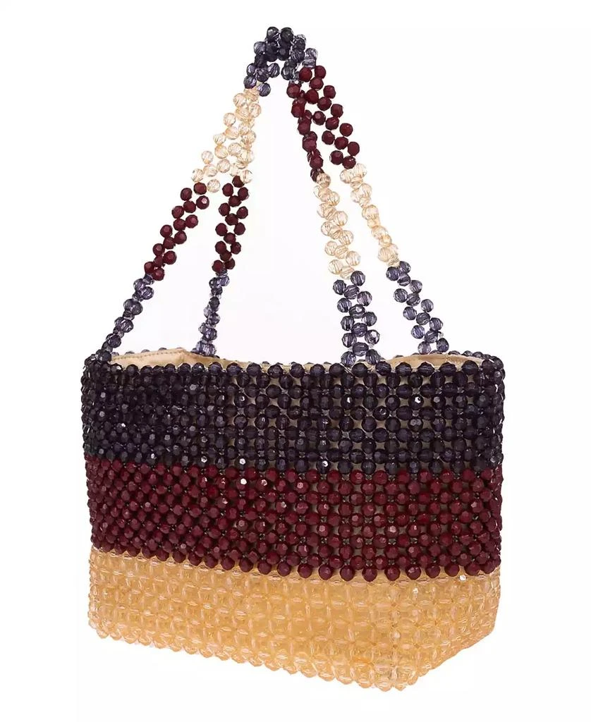 La Regale Macrame Bead Wide Stripe Mini Tote 5
