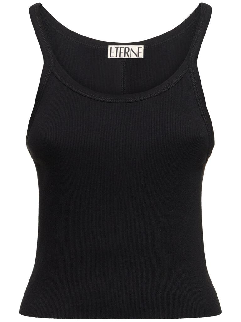 ÉTERNE Cropped Rib Cotton Tank Top