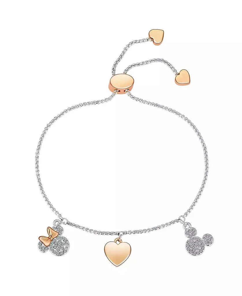 Disney Unwritten Crystal Mickey and Minnie Mouse Rose Gold-Plated Hearts Charm Bracelet