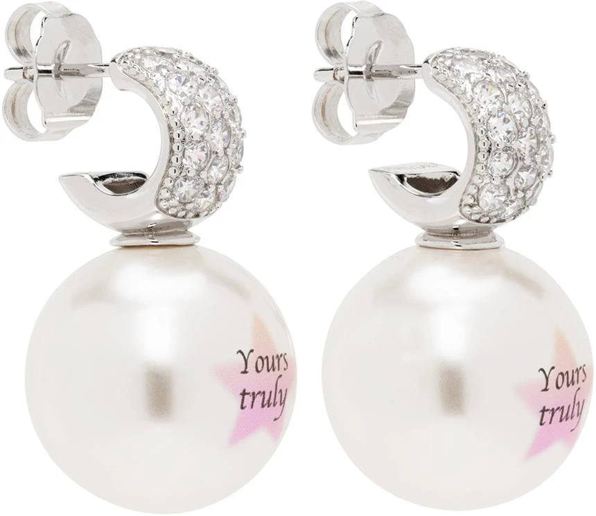 JIWINAIA Silver & White 'Yours Truly' Bubble Earrings 2