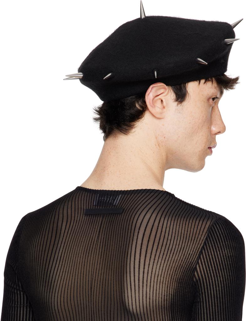 Charles Jeffrey Loverboy Black Spikey Beret - Hats - BeyondStyle