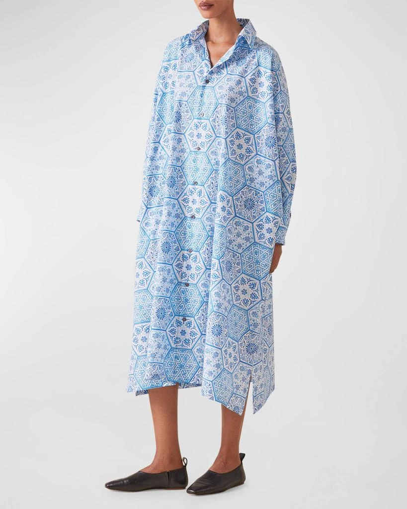 Eskandar Wide A-Line Printed Shirtdress 3