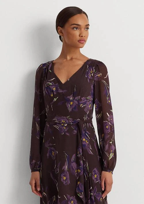 green emerald velvet dress Lauren Ralph Lauren Petite Double-Faced Crepe Flounced Hem Dress  DGFOutlet