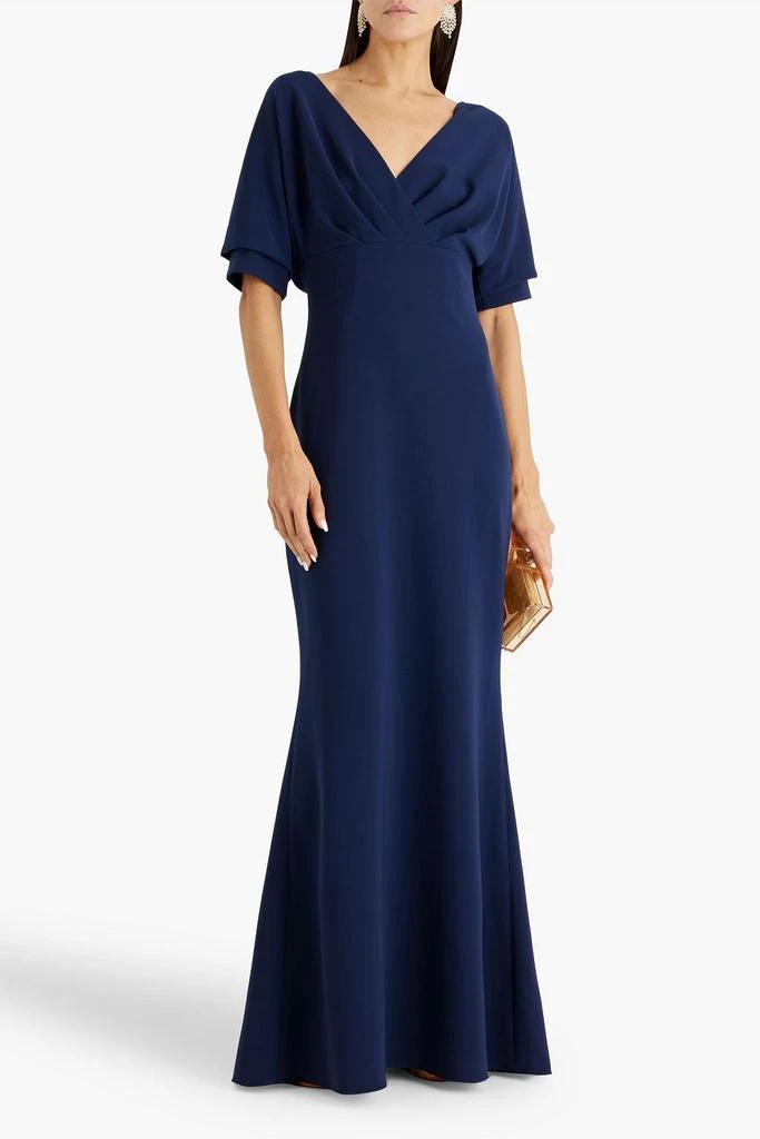 Badgley Mischka womens Off-The-Shoulder Dolman Gown, 2, Blue