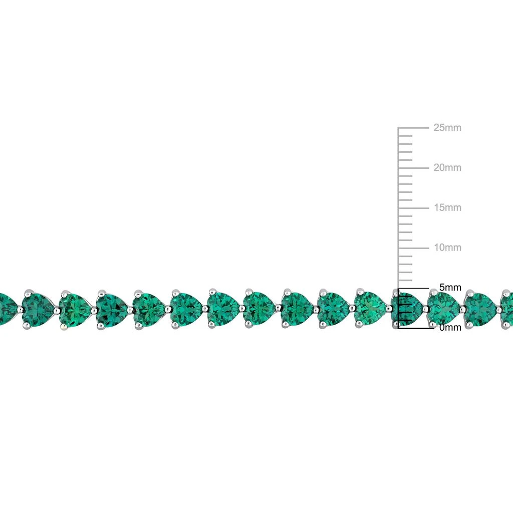 Mimi & Max 9 3/8 CT TGW Heart Shape Created Emerald Tennis Bracelet in Sterling Silver 3