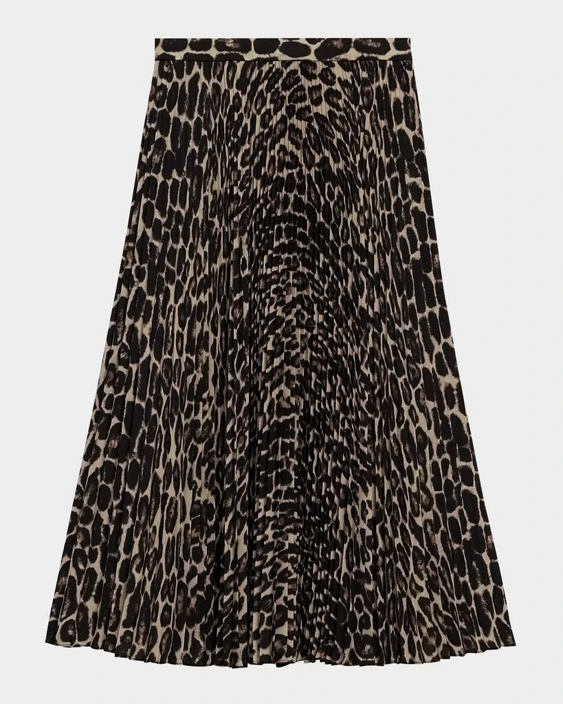 Theory Pleated Leopard-Print Midi Skirt 1