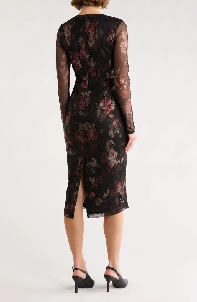 Vince Camuto Ruched Long Sleeve Mesh Body-Con Dress 2