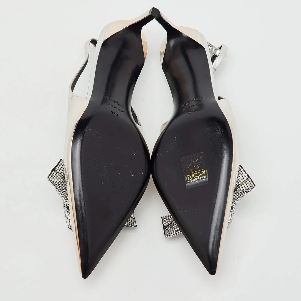 Tom Ford Tom Ford Silver Leather Embellished Bow Slingback Pumps Size 37.5 6