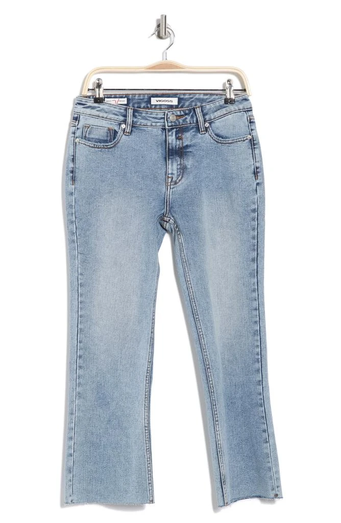 VIGOSS Raw Hem Mid Rise Crop Bootcut Jeans 3