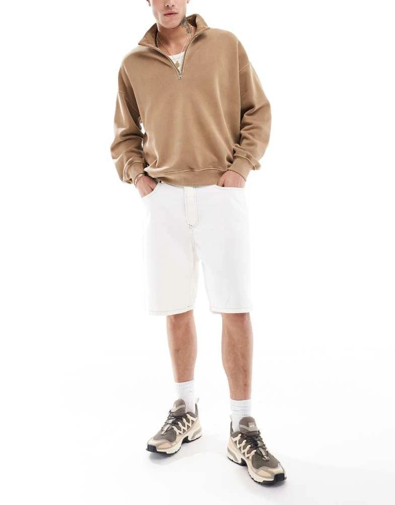 Abercrombie & Fitch Abercrombie & Fitch essential half zip sweatshirt in tan 2