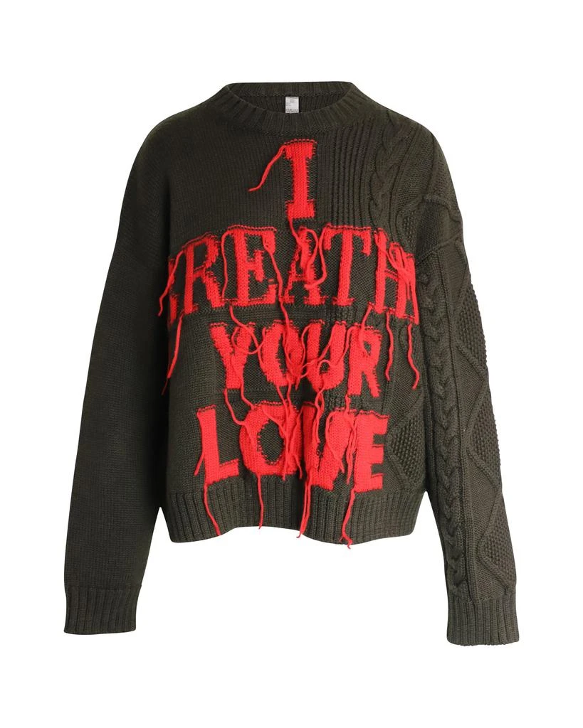 Mario Valentino Valentino I Breathe Your Love Jumper In Green Virgin Wool 1