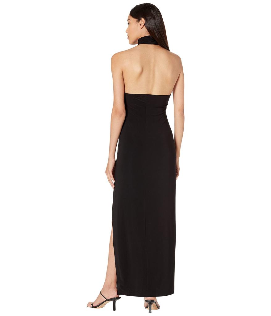 Norma Kamali Halter Turtle Side Slit Gown