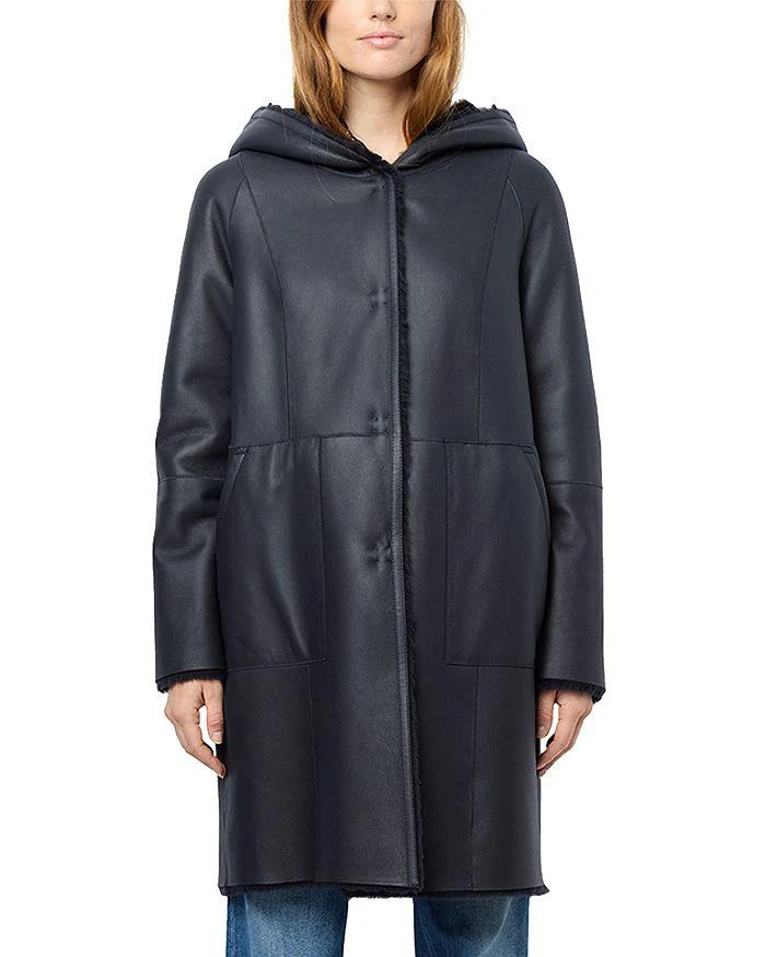 Gerard Darel Letitia Reversible Shearling Hooded Coat 1