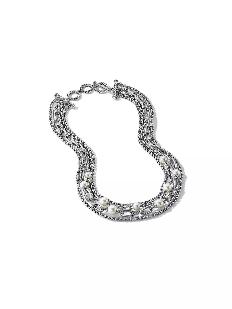 David Yurman DY Madison Pearl Multi-Row Chain Necklace In Sterling Silver 2