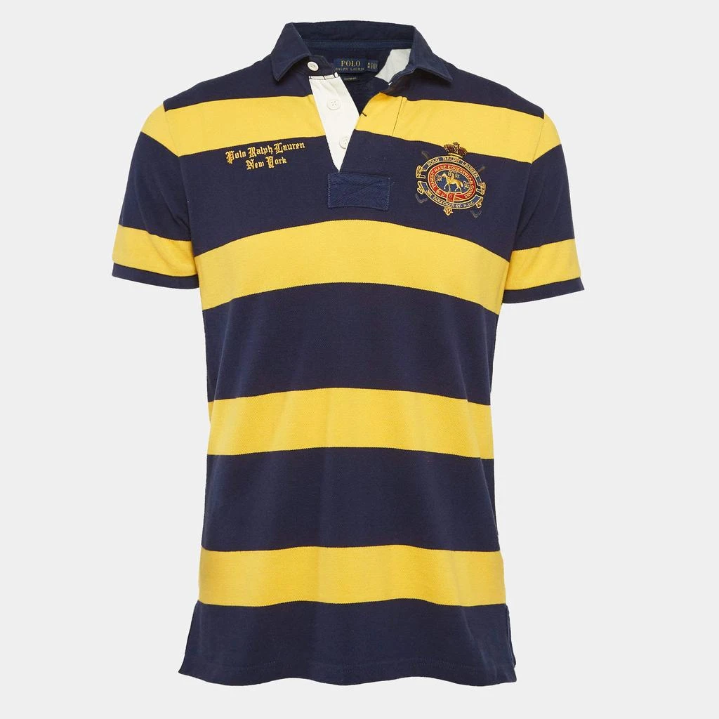 Ralph Lauren Polo Ralph Lauren Blue/Yellow Striped Pique Cotton Polo T-Shirt M 1
