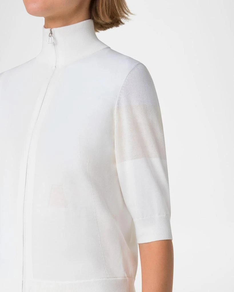 Akris Trapeze Jacquard Elbow-Sleeve Zip Cardigan 5
