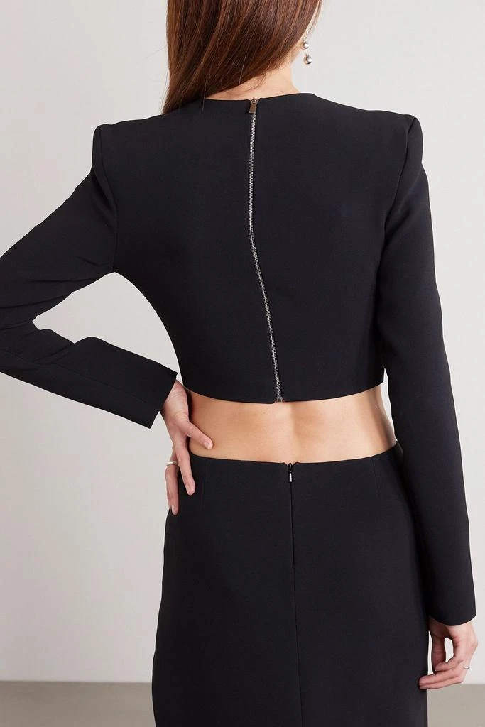 David Koma Cropped cutout crystal-embellished stretch-cady top 3