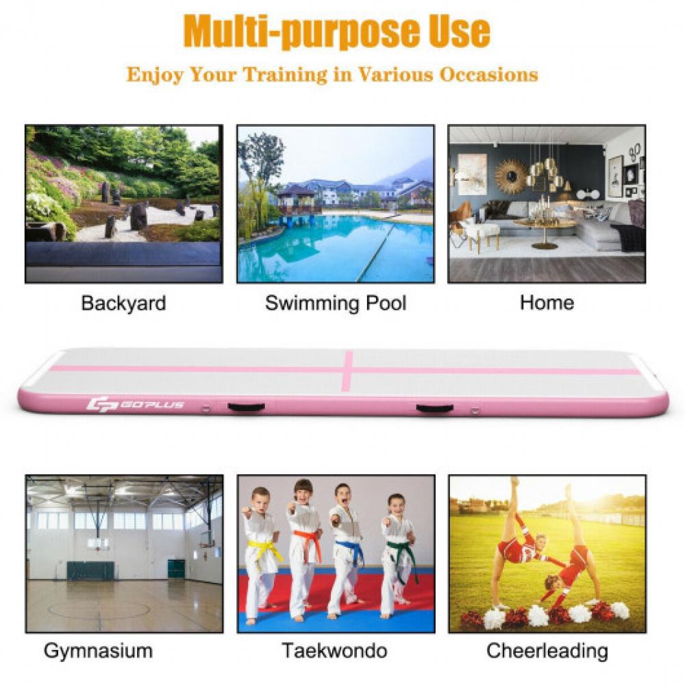 Hivvago 10 Feet Inflatable Gymnastics Tumbling Mat with Pump -Pink