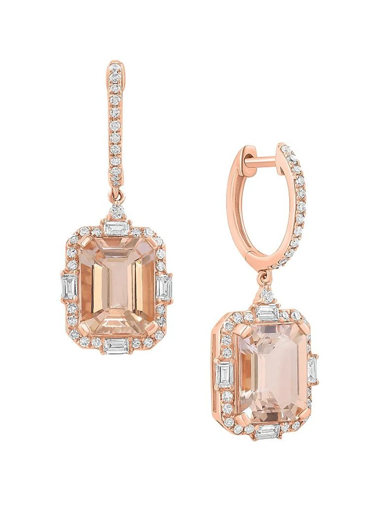 Saks Fifth Avenue Collection 14K Rose Gold, Morganite 
0.56 TCW Diamond Halo Drop Earrings 3