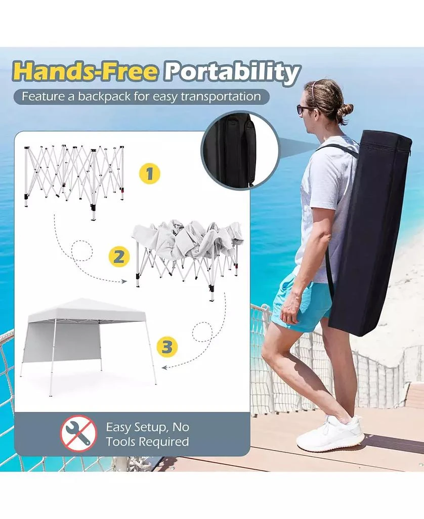 Mecale 8 X 8 Feet Pop up Canopy Tent with 1 Sidewall and Portable Backpack 4