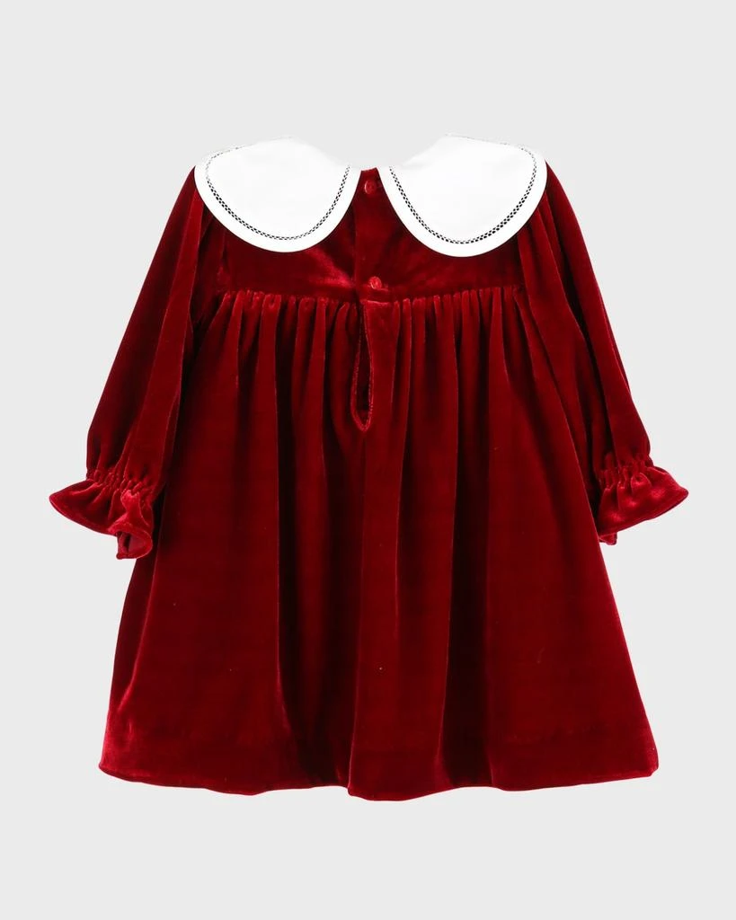 Luli & Me Girl's Petal Collar Velvet Dress, Size 12M-3 2