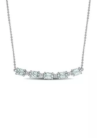 Belk 
Co. 2 ct. t.w. Aquamarine and 1/7 ct. t.w. Diamond Bar Necklace in 14K White Gold
