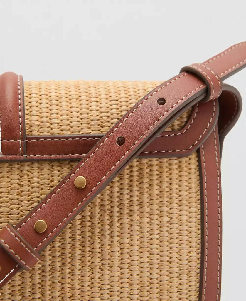 Mango Women's Contrast Canvas Crossbody Bag 5
