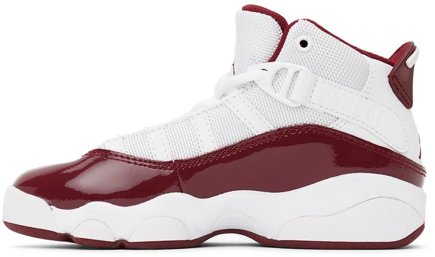 Jordan Kids White & Burgundy 6 Rings Little Kids Sneakers 3
