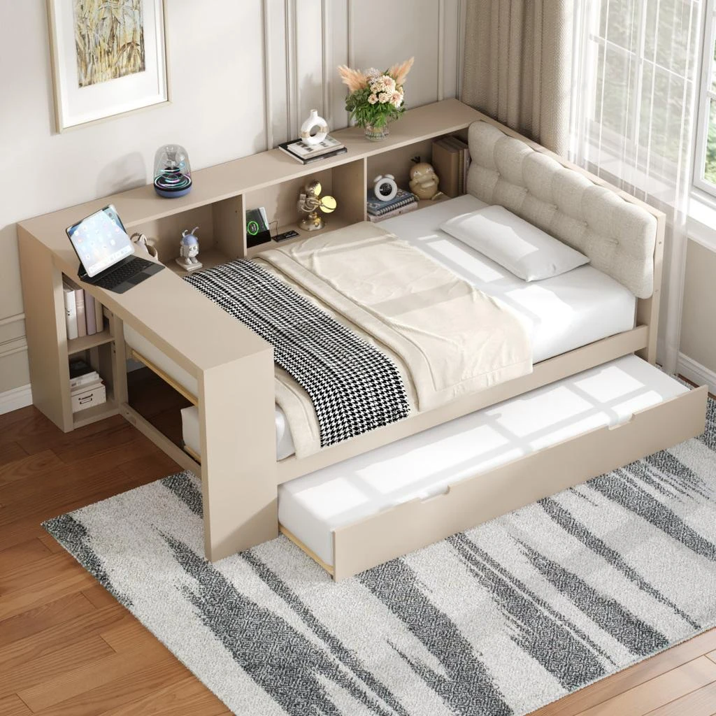 Streamdale Furniture Streamdale Wood Twin Platform Bed with Storage 
Charging Station