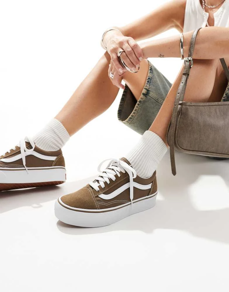 Vans Vans old skool platform trainers in mid brown 5