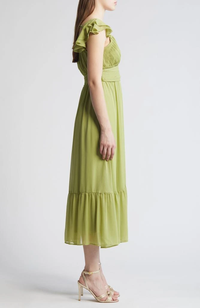 ZOE AND CLAIRE V-Neck Ruffle Chiffon Midi Dress 3