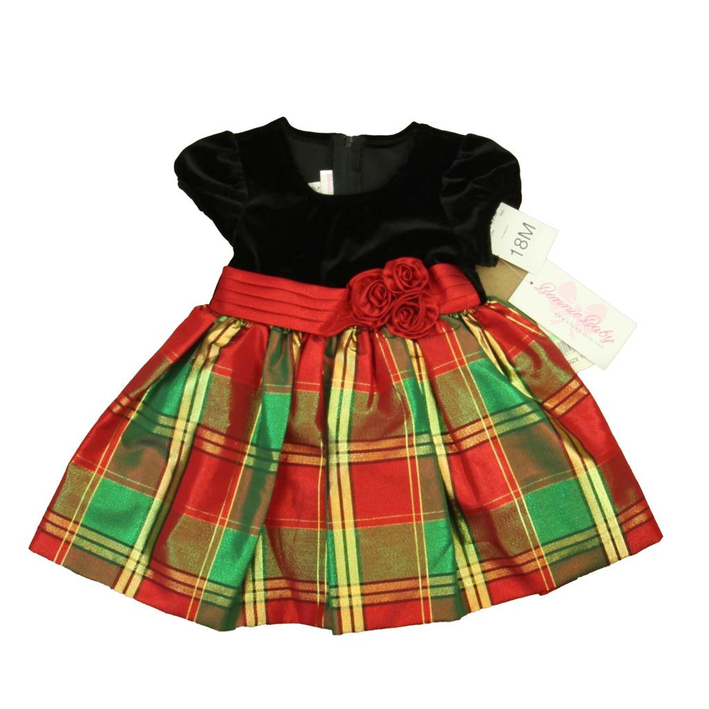 Bonnie Jean Girls Black | Red | Green Plaid Special Occasion Dress