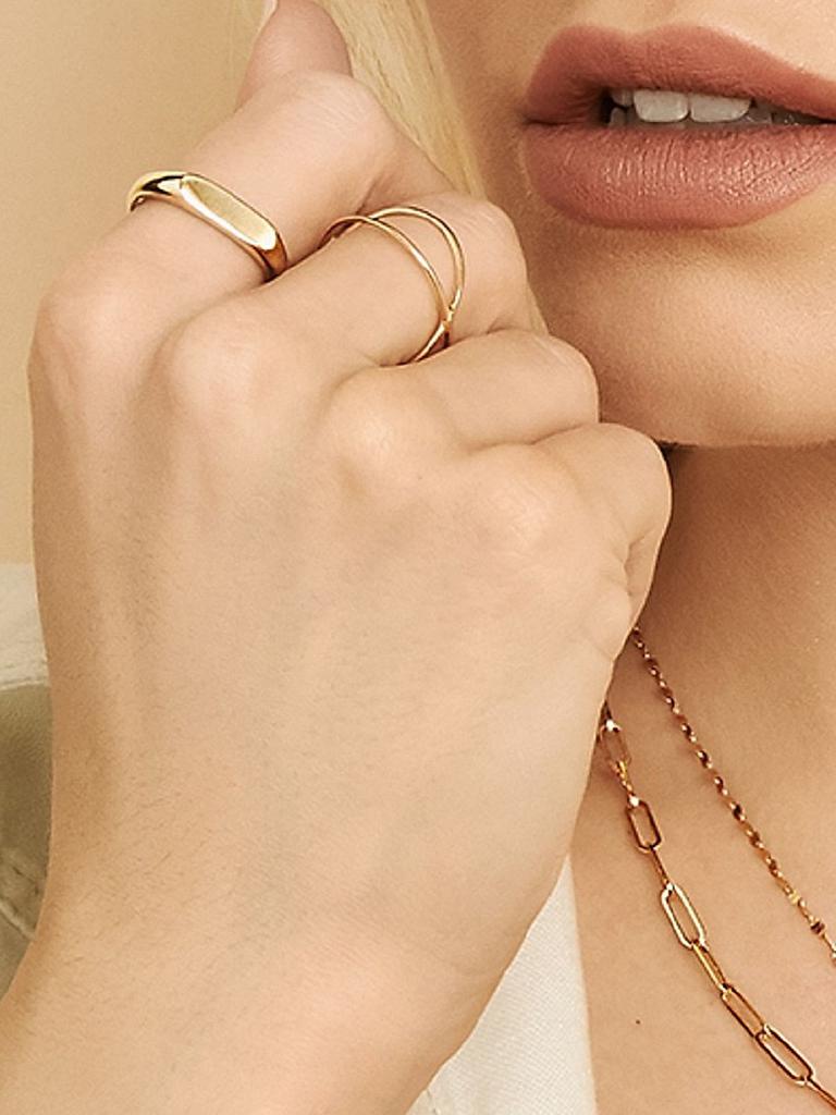 Oradina 14K Yellow Solid Gold West Side Ring