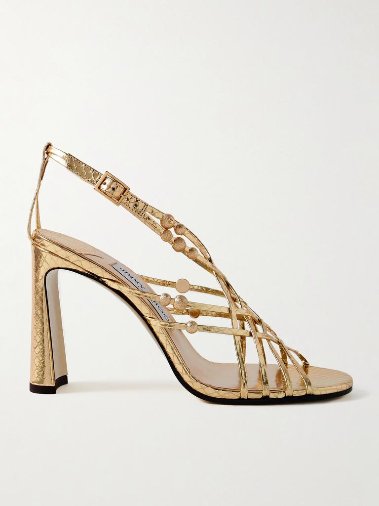 サンダル・ミュール Jimmy Choo Silver Leather Gwyn Sandals Jimmy Choo silver leather Gwyn sandals - Sandals - BeyondStyle