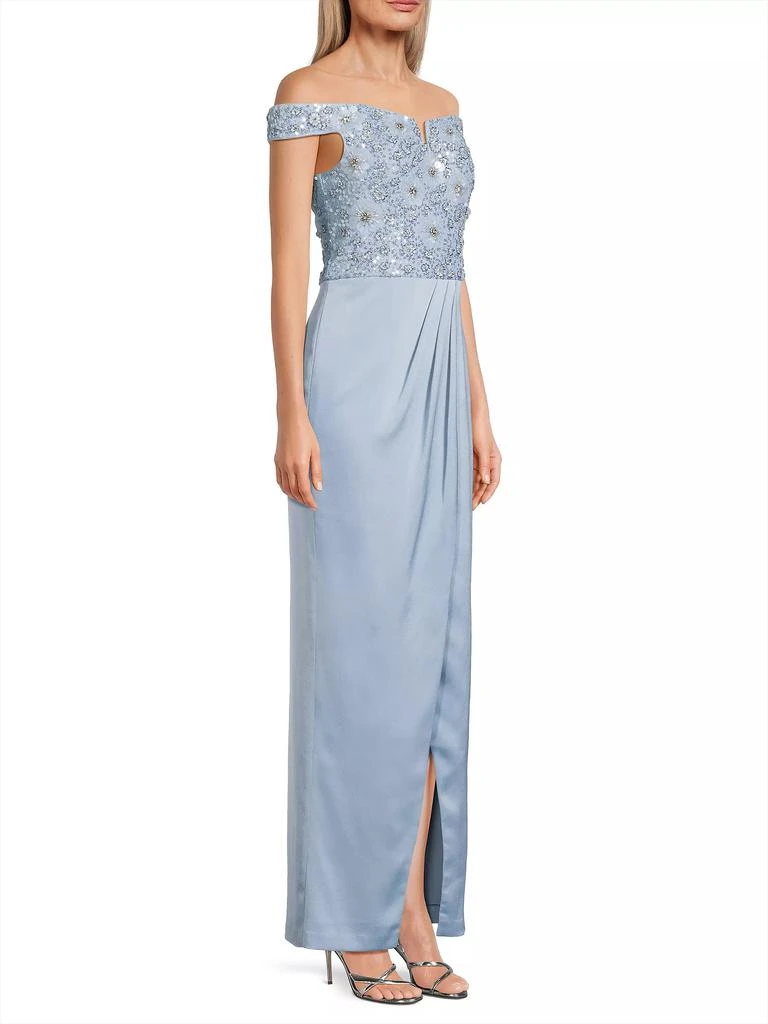 Aidan Mattox Beaded Off-the-Shoulder Column Gown 4