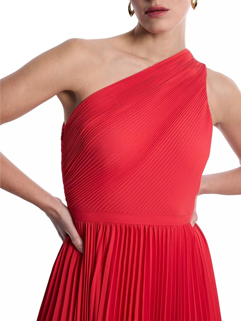 BCBG One-Shoulder Pleated Midi-Dress 6