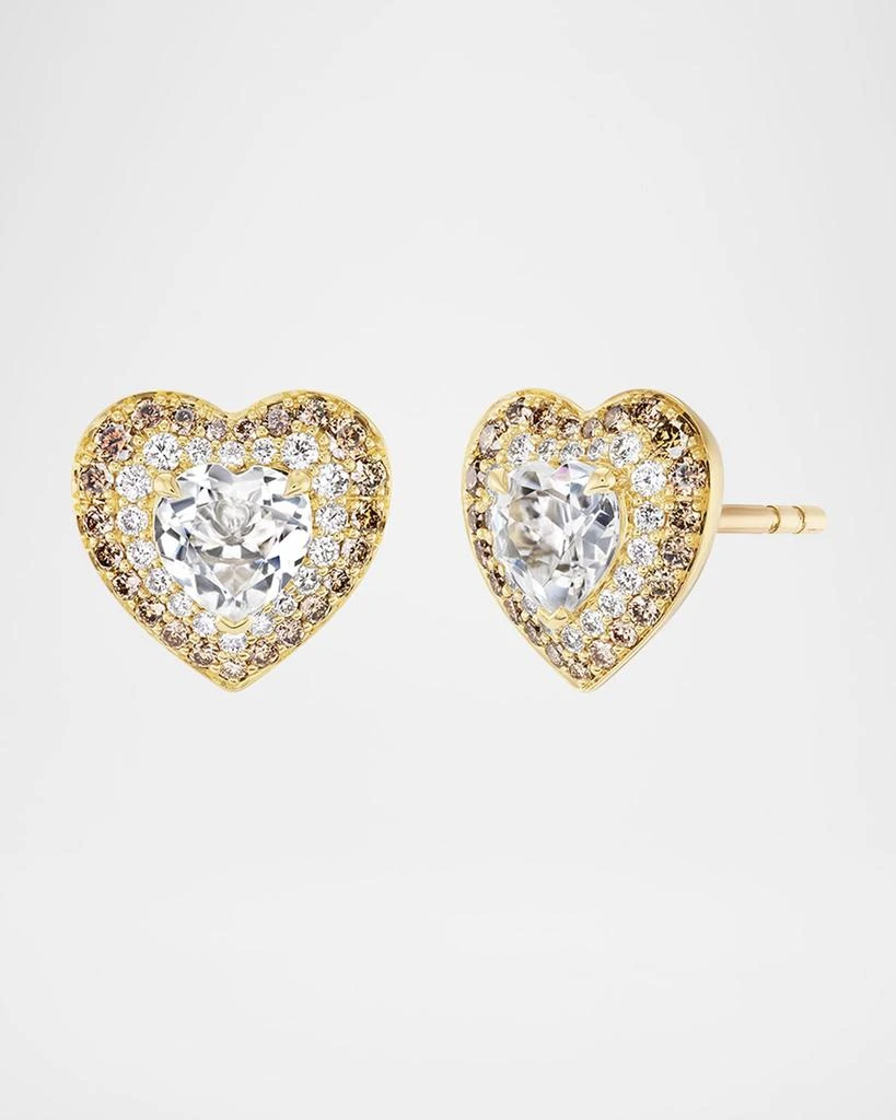 Emily P. Wheeler 18K Yellow Gold Heart Stud Earrings with Diamonds and Topaz
